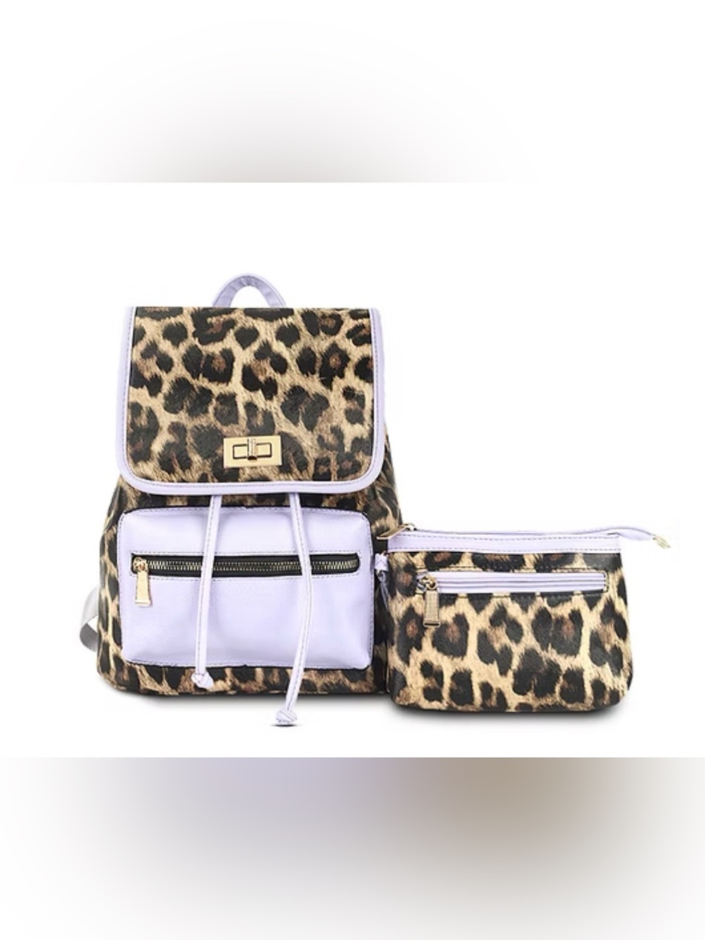 Leopard Print Backpack with Lavender Accents